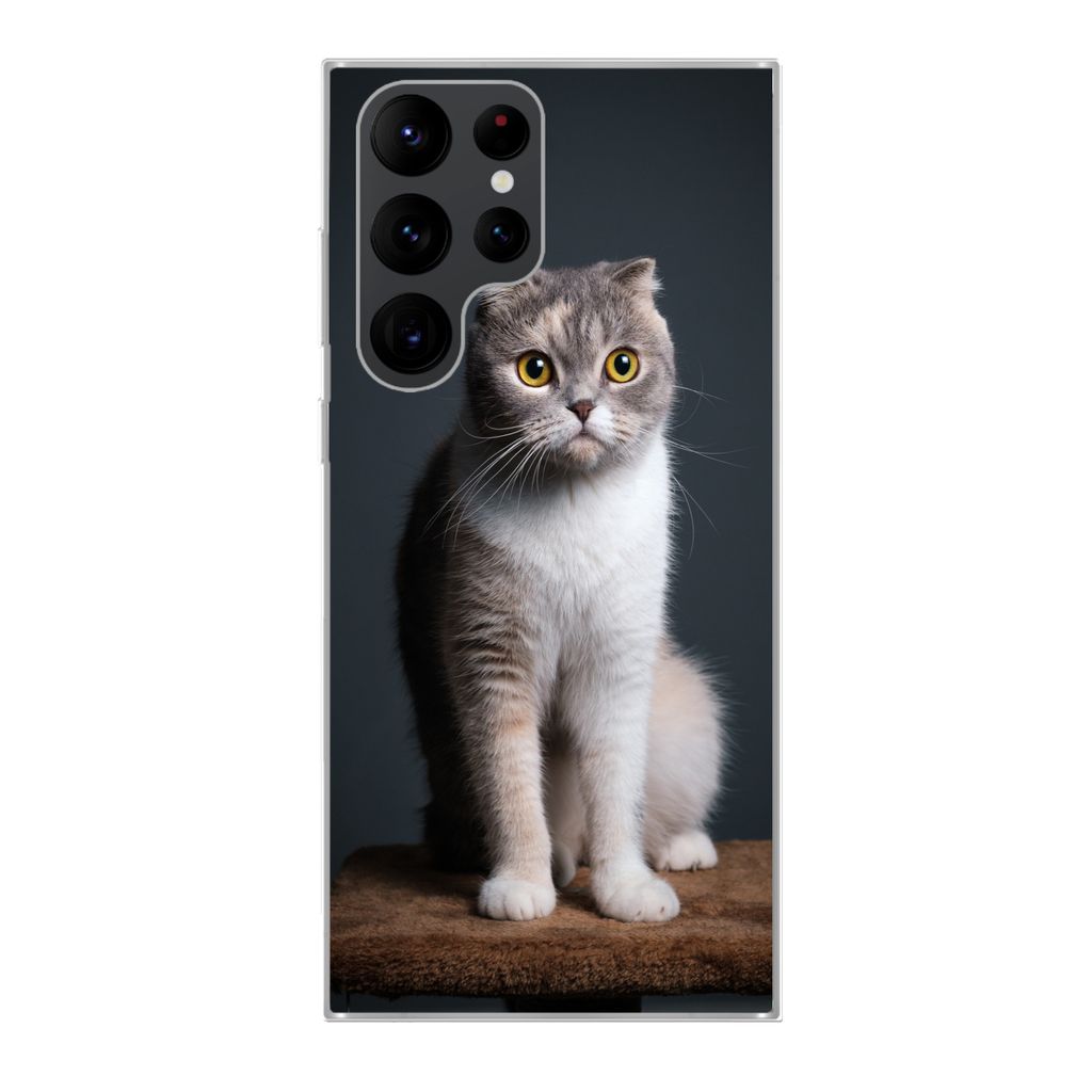 MuchoWow Handyhülle Schutzhülle Hülle für Samsung Galaxy S22 Ultra Katze - Haustiere - Licht Silikon Softcase Handy Hülle - Abbildung