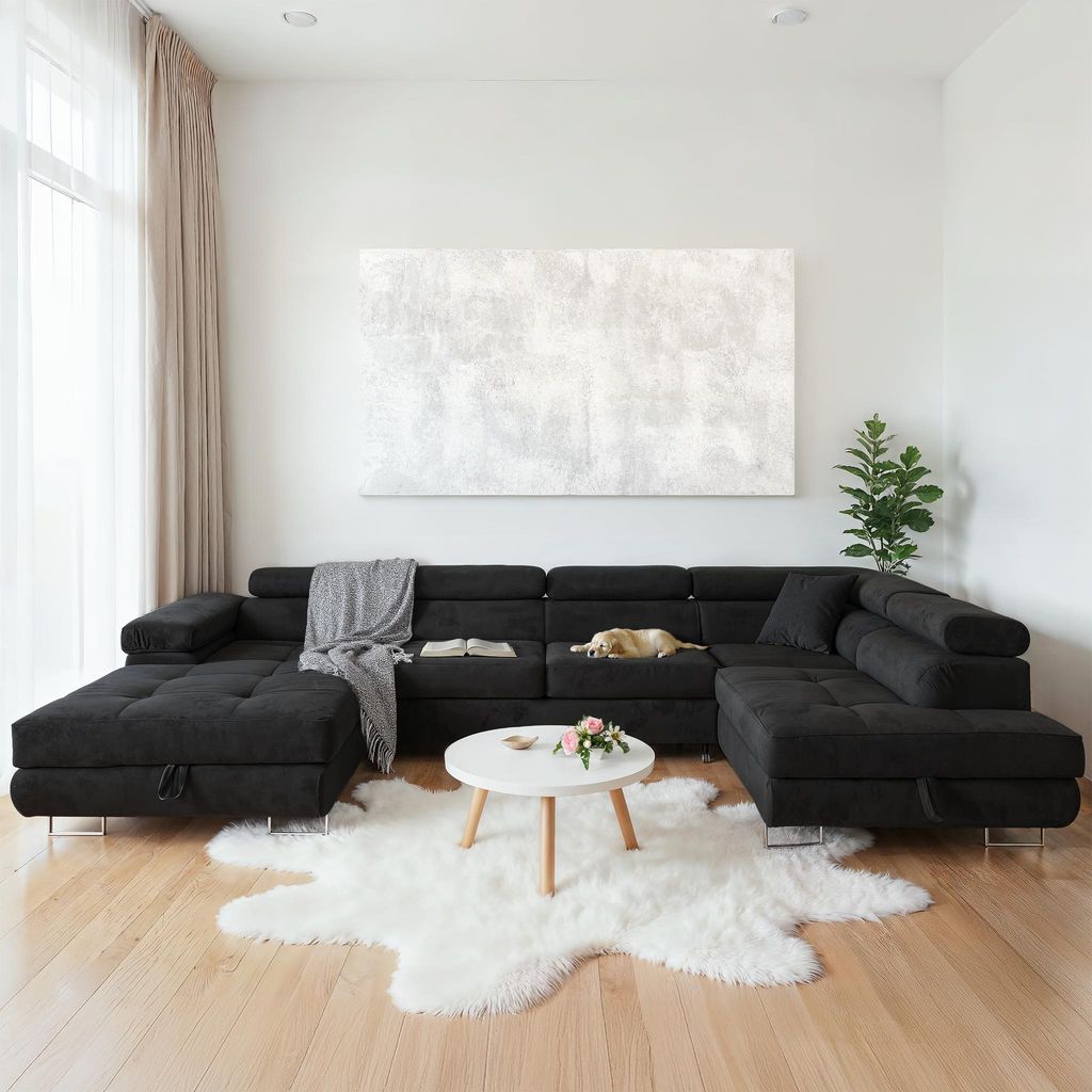 Sofiland Ecksofa Aller U-Form rechts 345x202 cm Schwarz mit Produktbild 