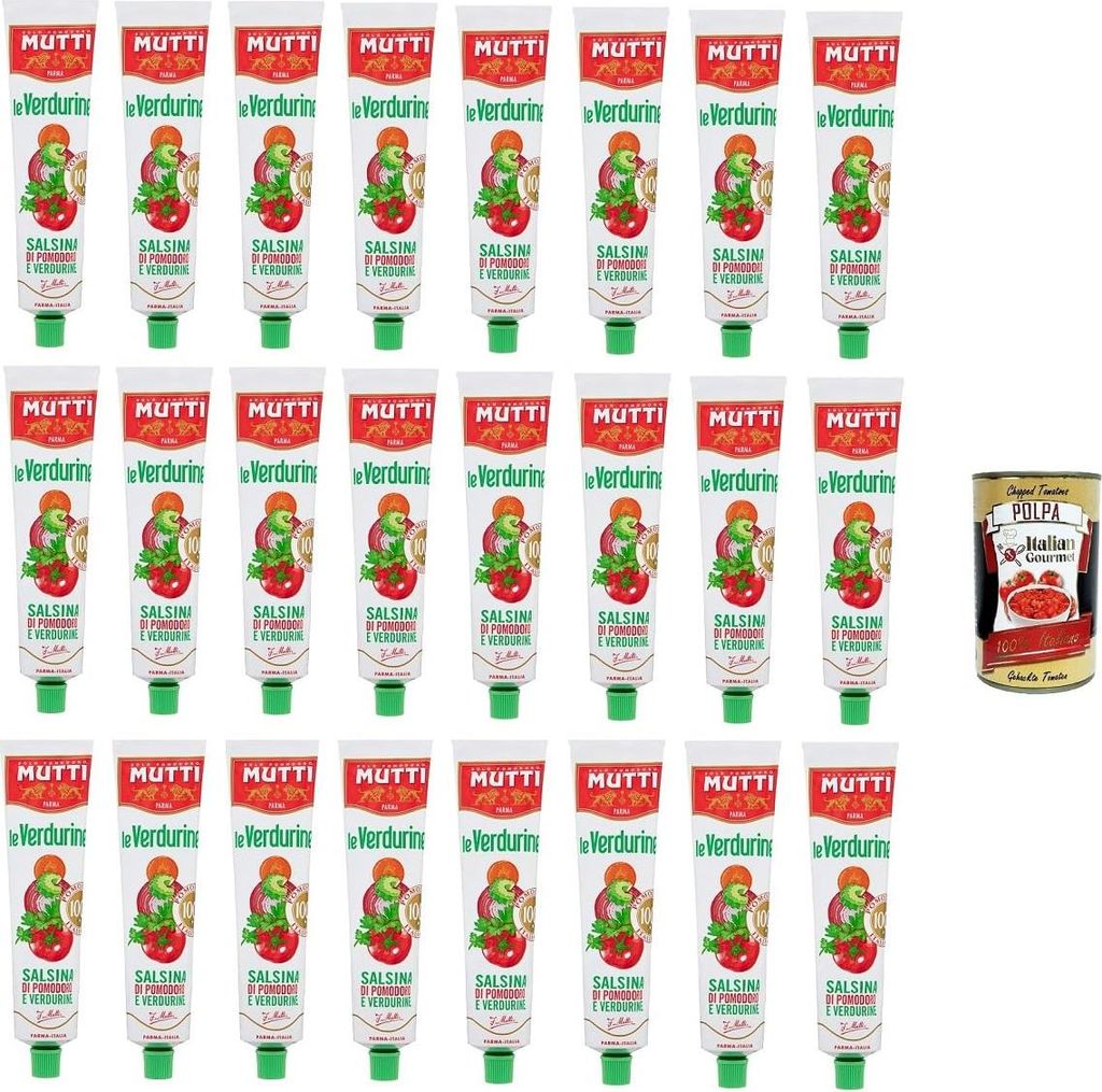 Mutti- Le Verdurine Salsina di Pomodoro e Verdurine Le Verdurin Tomaten-Gemüse-Sauce 24x 130 g+ Italian Gourmet Polpa 400g