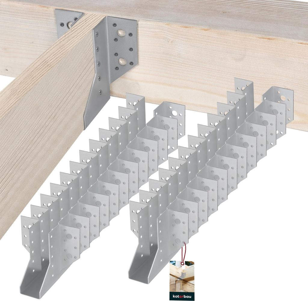 KOTARBAU 25er Set Balkenschuh 38 x 110 mm Holzverbinder aus Verzinkt Stahl Balkenschuhe Balkenverbinder Schwerlast Balken Verbinder Holzbalkenve...