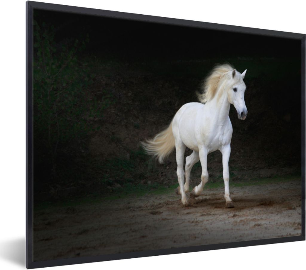 MuchoWow Gerahmtes Poster Pferde - Sand - Dunkel 80x60 cm - Poster mit Schwarzem Bilderrahmen Wandposter Rahmen Foto Bilder - Schwarzem - Mit Ges...