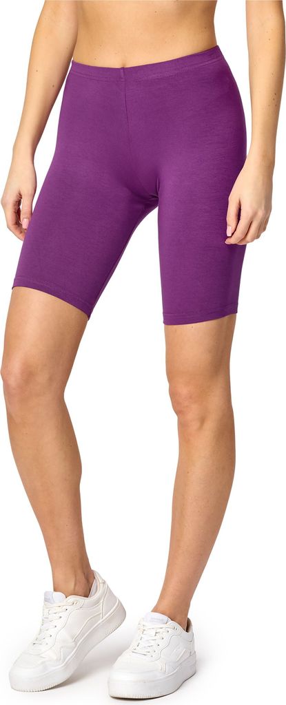Bellivalini Damen Kurze Leggings aus Viskose BLV50-149 (Purpurrot, XS)