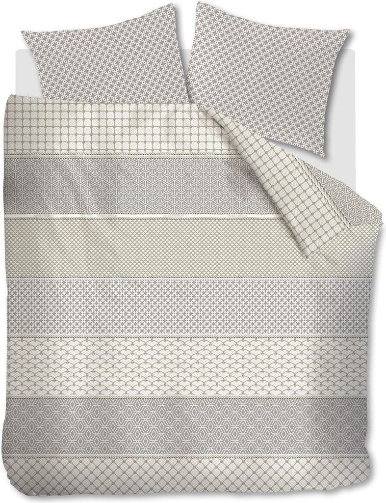 Rivièra Maison Baumwoll- Bettwäsche-Garnitur Ropes Farbe Taupe Größe 200x200+2x80x80