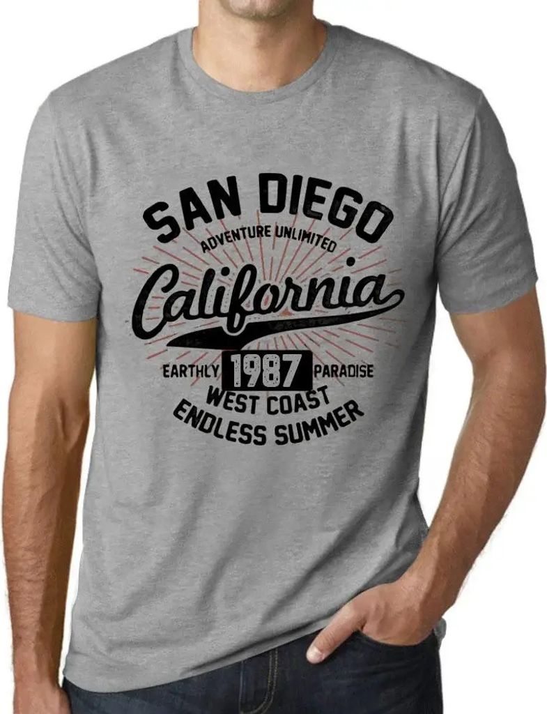 Herren Grafik T-Shirt San Diego Kalifornien endloser Sommer 1987 – San Diego California Endless Summer 1987 – Geschenk 37. Geburtstag Jahrestag 37
