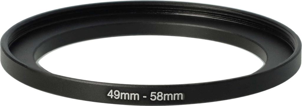 vhbw Step-Up-Ring Adapter 49mm - 58mm für Kamera Objektiv - Filteradapter, Metall Schwarz