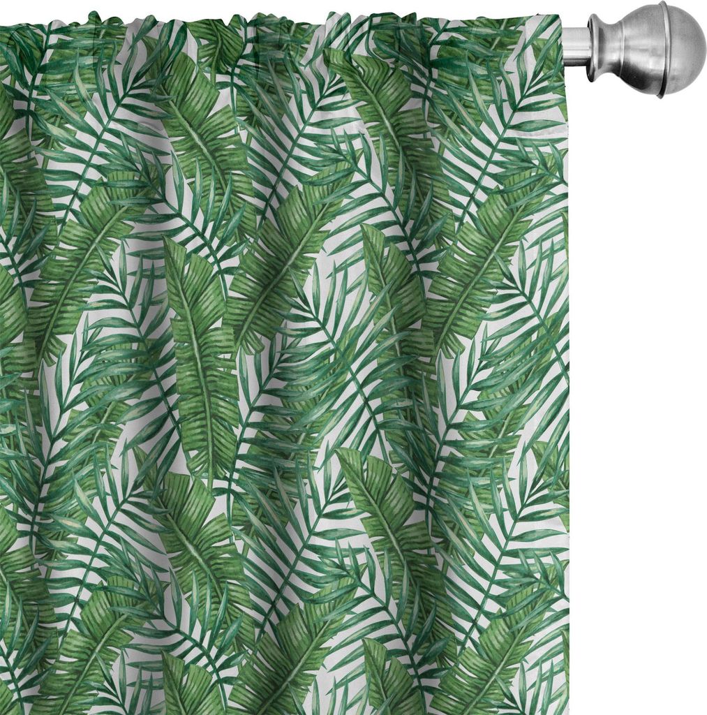 ABAKUHAUS Jungle Leaves Vorhänge, Gardinen, Malerei Interpretation von Wedeln in den Tönen des Grüns sich wiederholendes Muster, 2 Stück 75 x 2...