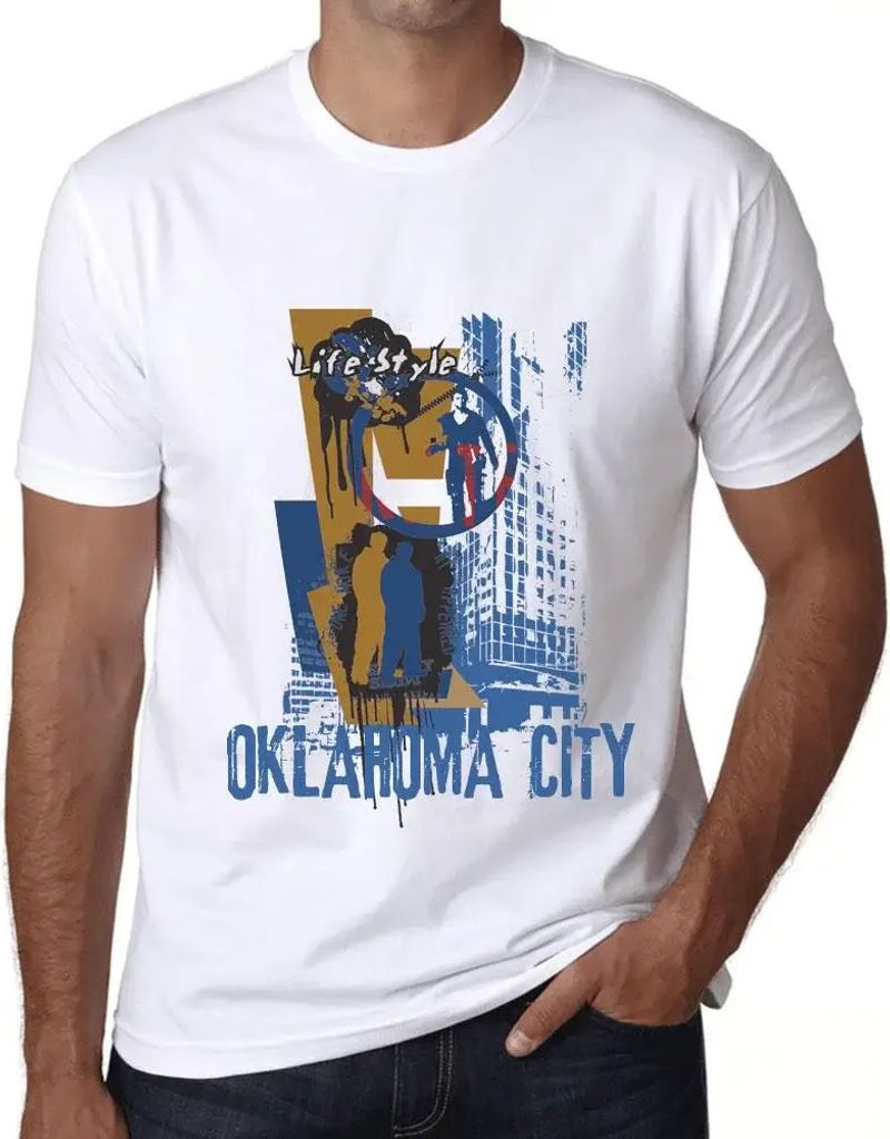 Herren Grafik T-Shirt Lebensstil in Oklahoma City – Oklahoma City Lifestyle – Öko-Verantwortlich Vintage Jahrgang Kurzarm Lustige Druck Geburt...