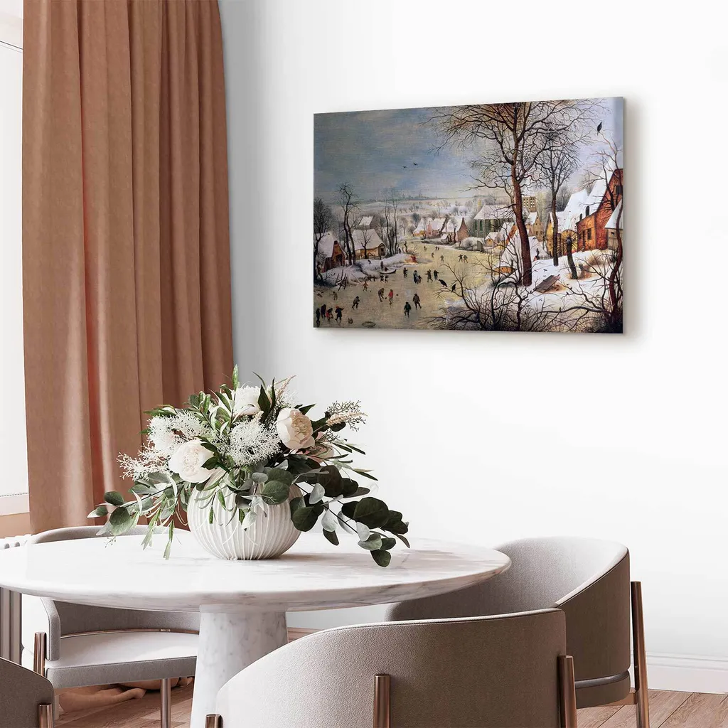 Tableau Mural XXL Paysage d'Hiver Bruegel sur Toile Intissé 120x80