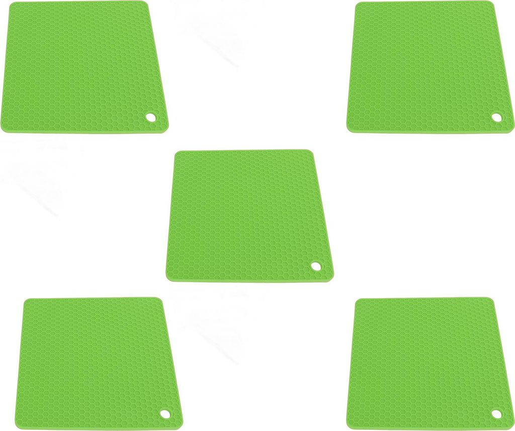 Quadratische Silikon Topfuntersetzer 5 Stück 18.5x18.5 cm Hitzebeständig Rutschfest Spülmaschinenfest