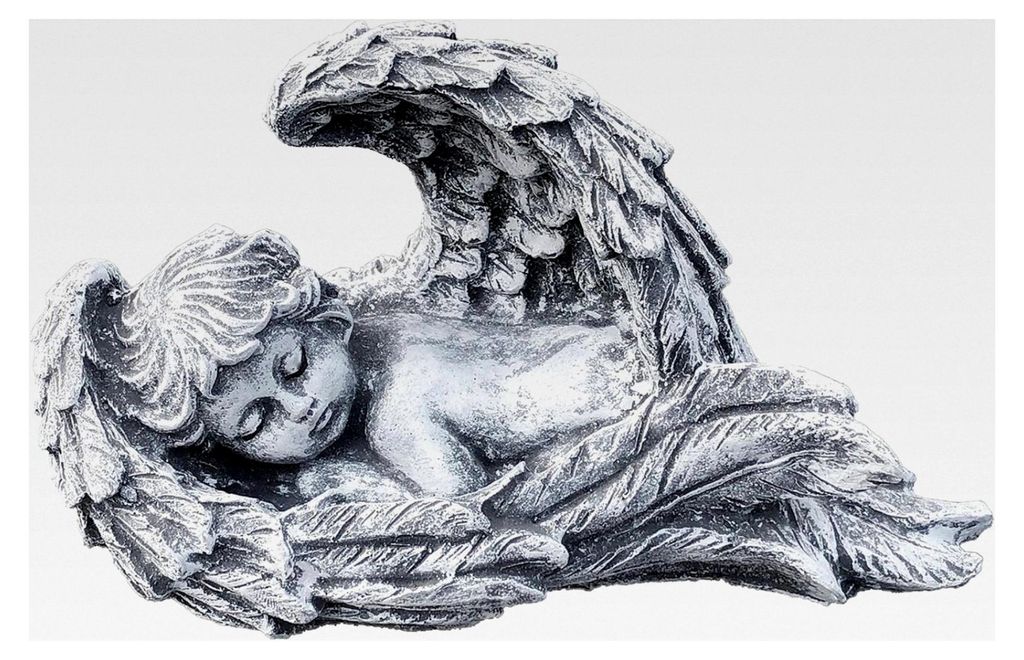 Engel im Flügel liegend - Steinfigur für Grabschmuck