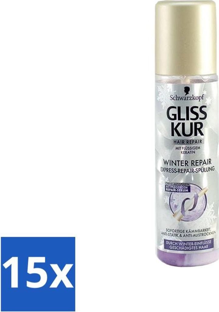 Gliss-Kur - Anti-Tangle Spray - Winter Repair - Leichtes Kämmen - 200 ml - Vorteilspack - 15 Stücke