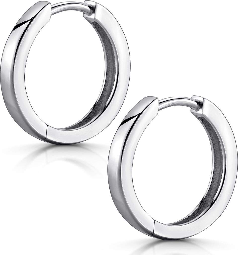 MATERIA Creolen Silber 925 vollmassiv rhodiniert 18mm - Runde Ohrringe Set Damen inklusive Geschenk-Box SO-460