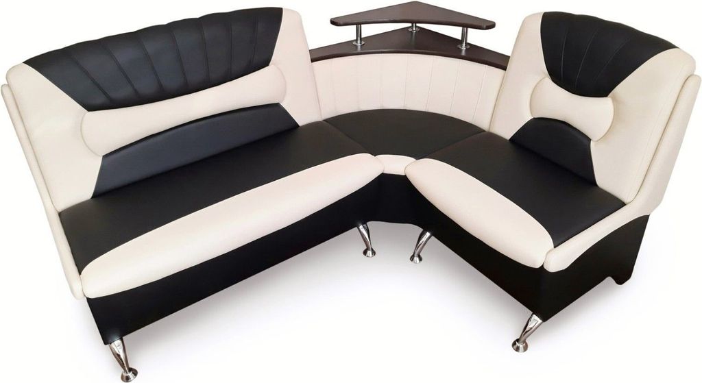 Eckbank Arabika Essecke Sitzbank in Schwarz Beige Hellbeige Kunstleder mit Ablage Stauraum