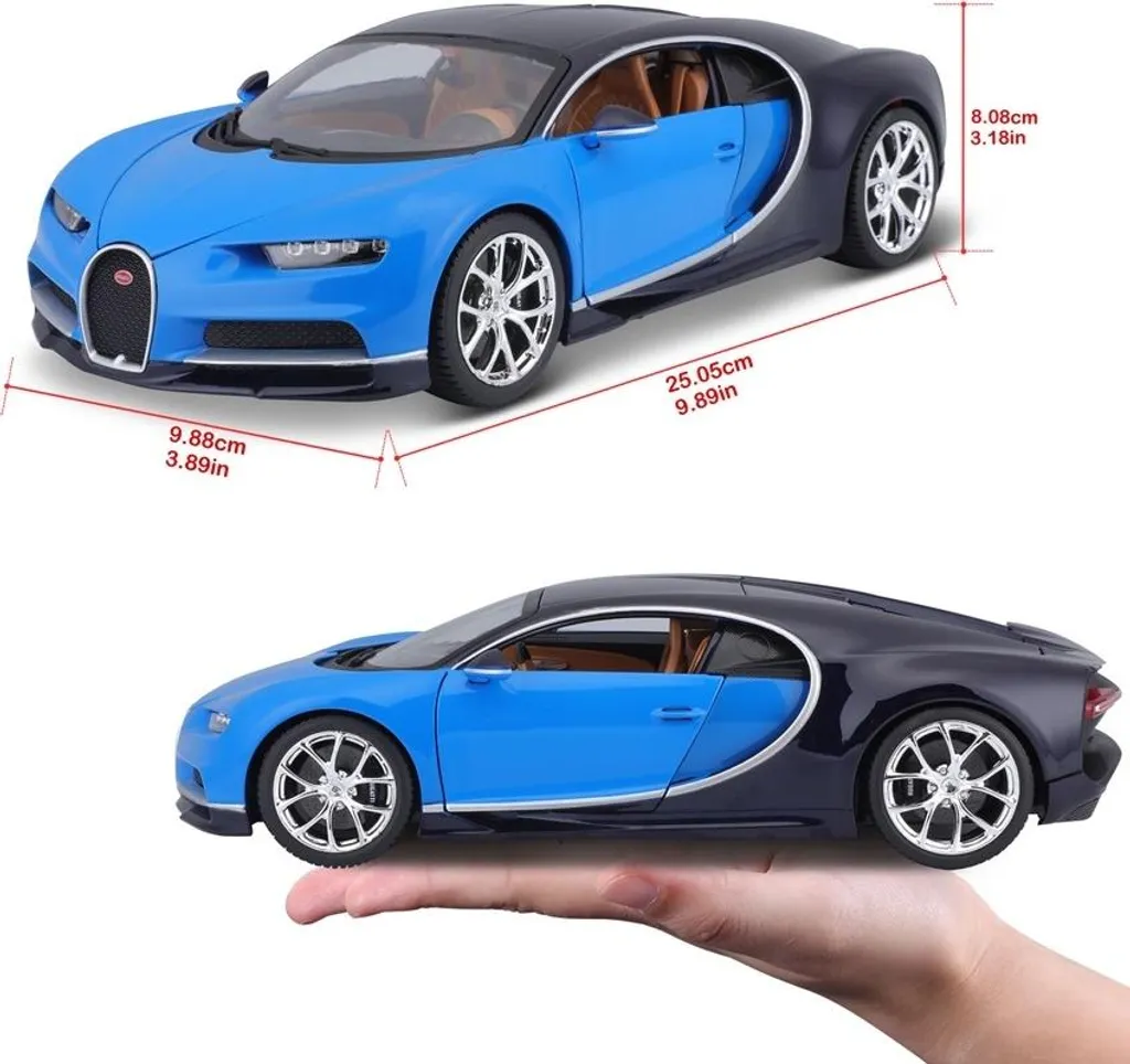 Bugatti Chiron Bburago 1:18 Plus Bleue - Finitions Détails et Portes Ouvrantes - 30