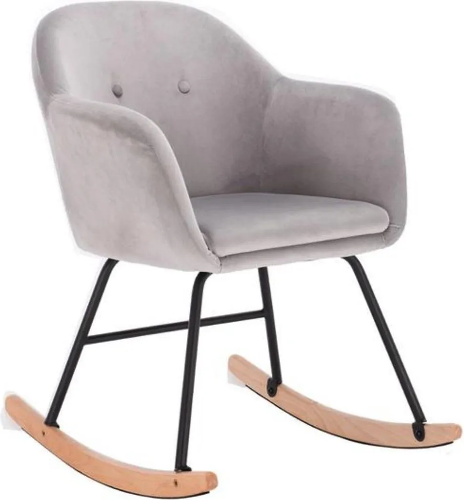 Chaise à bascule velours gris clair - Confort premium - Charge 120kg