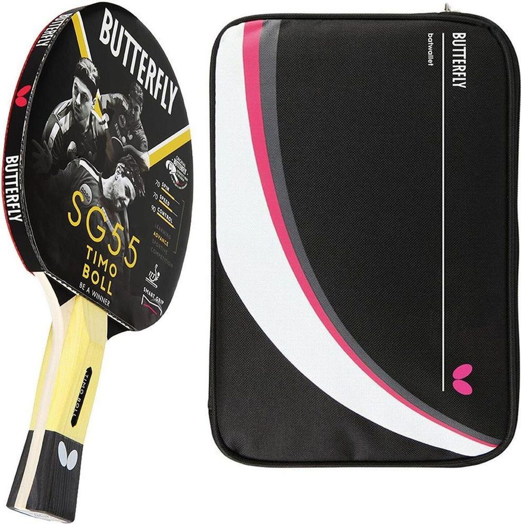 Butterfly 1x Timo Boll SG55 Tischtennisschläger + Tischtennishülle Drive Case II