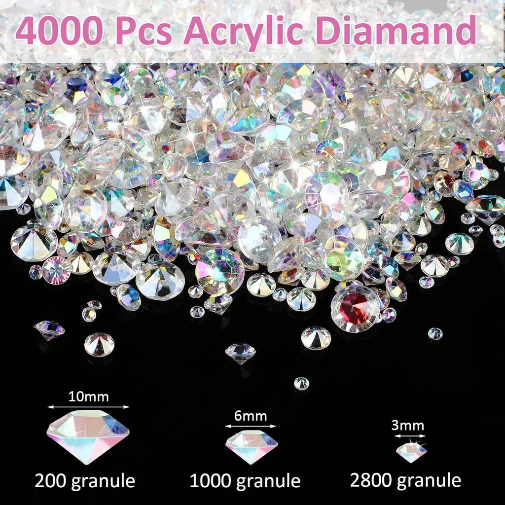 Décoration de Table Mariage Diamants Transparent 4000pcs 3mm 6mm 10mm