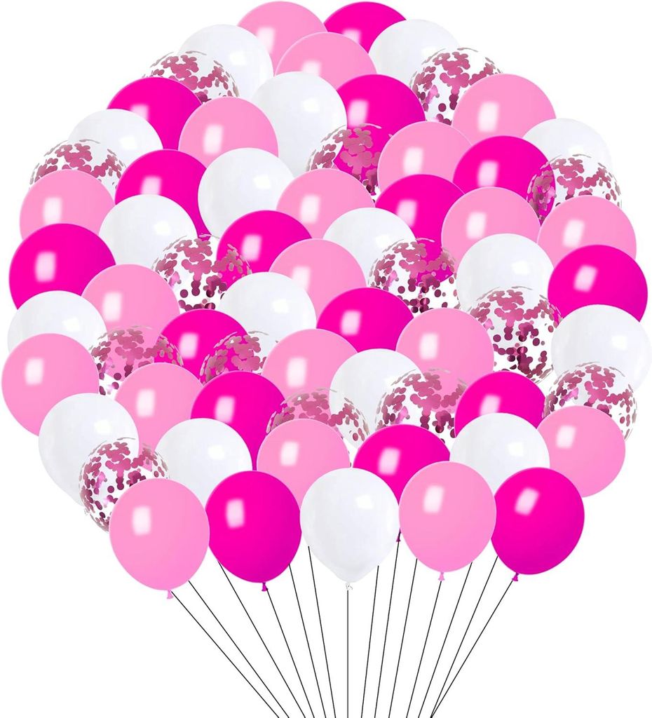 Großes Set mit 60 rosa Luftballons für den Kindergeburtstag