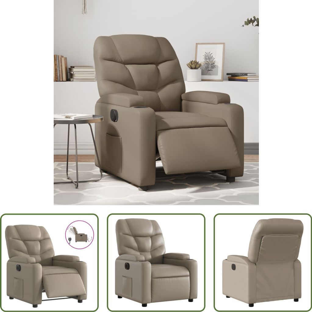 The Living Store Relaxsessel Elektrisch Cappuccino-Braun Kunstleder
