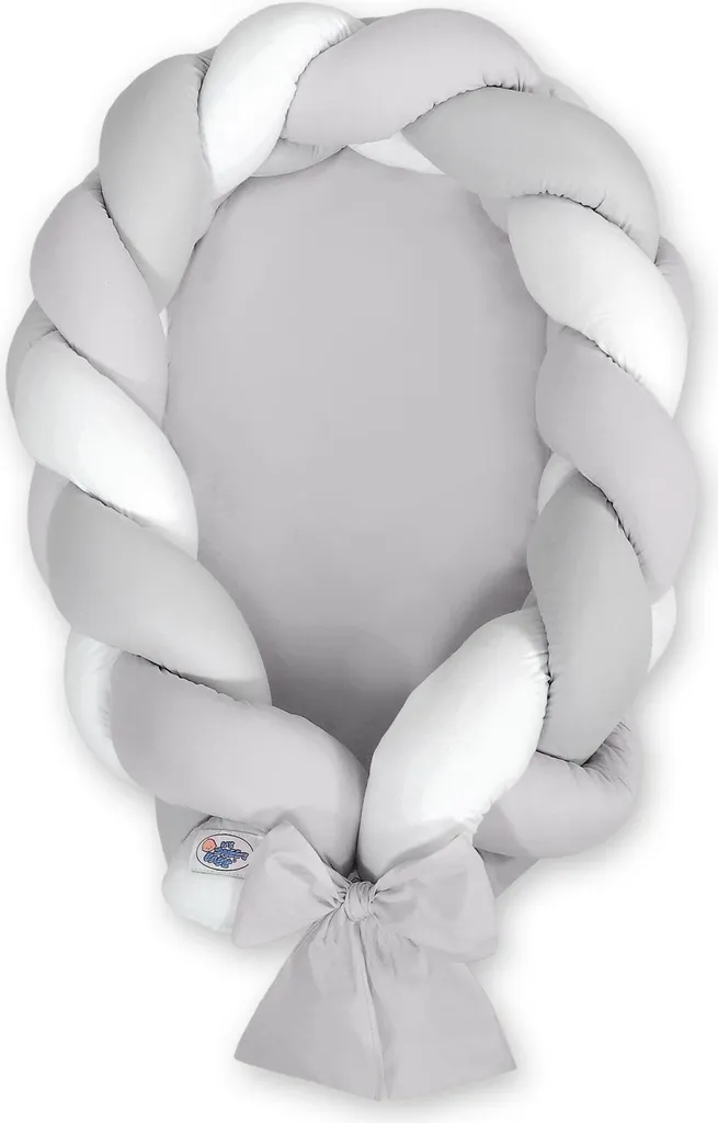 Réducteur de Lit Bébé Tressé pour un Sommeil Sécurisé Blanc et Gris