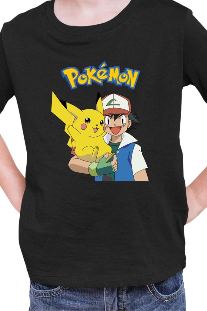 Kinder T-Shirt Japan Manga Anime Comics Pokemon 013, / Schwarz