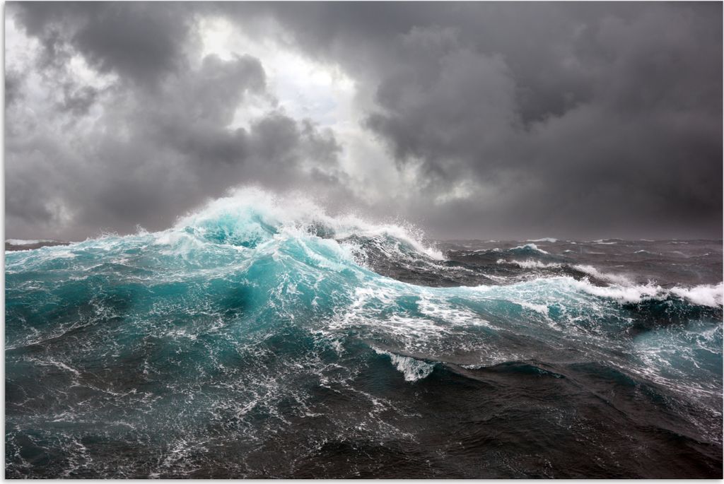 MuchoWow Poster Ozean - Sturm - Welle 30x20 cm - Plakate - Print
