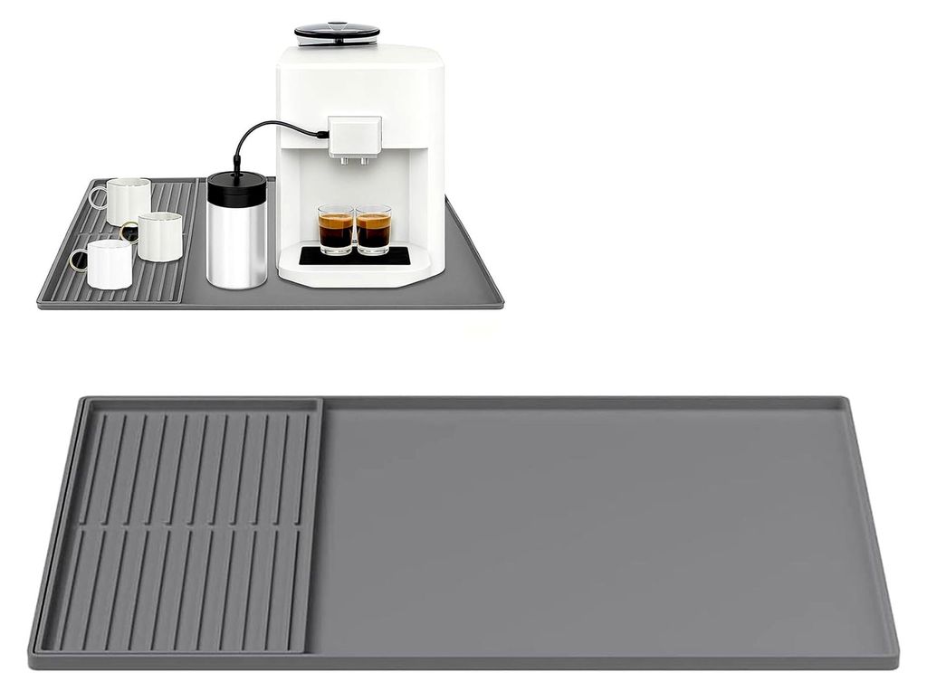 Silicone Coffee Mat, 2 en 1 Silikon Matte Unter Kaffe, 61 x 40,5 cm Große Silikonmatte Unterlage für Kaffeemaschine, mit 40 x 19 cm Geschirr Abtr...