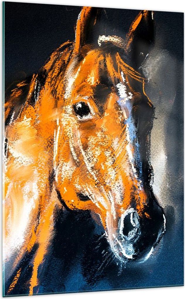 Bilder auf glas - Einteilig - Pferd Natur Tier - 70x100cm - Glasbilder - Wandbilder - Bilder - zum Aufhängen bereit - Wanddekoration aus Glas - Gl...
