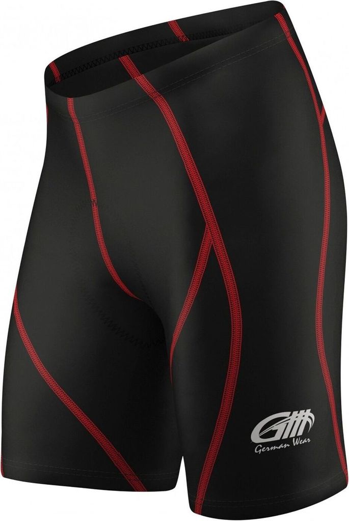 Radhose Fahrradhose Radlerhose Gepolsterte Coolmax (Polyesterfasern) Radler-Shorts, Größe:M, Farbe:Rot