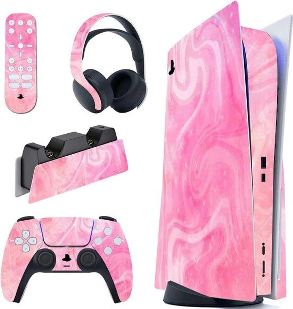 Skin PS5 Édition Disque Rose Psychédélique - Pack Complet Accessoires