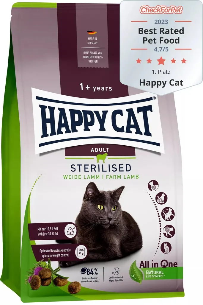Croquettes pour chats stérilisés : contrôle du poids Happy Cat 10kg