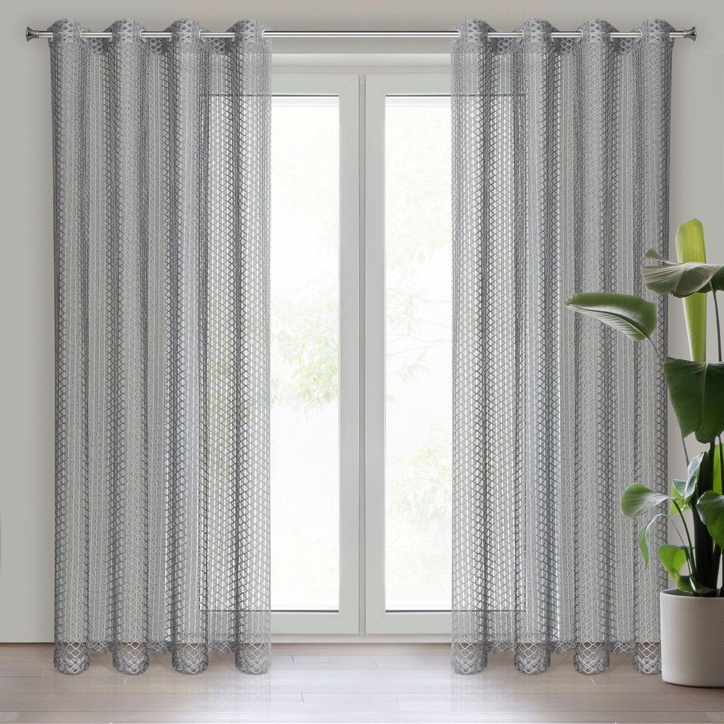 Gardine AIDEN silber 140x250 cm Ösen Ösenvorhang