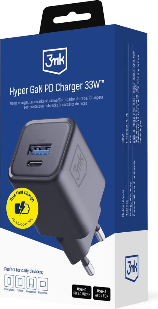 Chargeur de Voyage 33W Hyper 3Mk Compact pour Smartphone et Tablette - 7