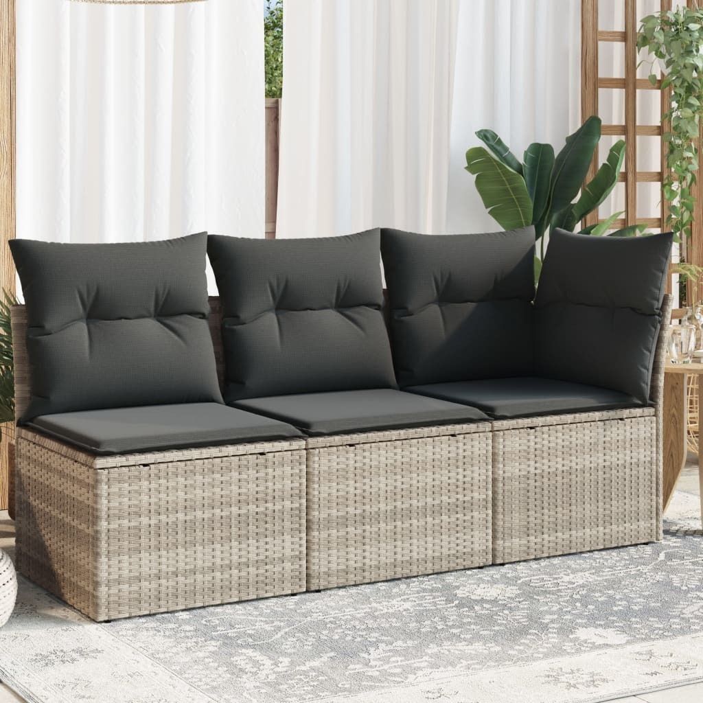 "2026 Promotion" Gartensofa/Loungesofa - mit Kissen - 3-Sitzer - Hellgrau Poly Rattan - Gartensofas CC22300