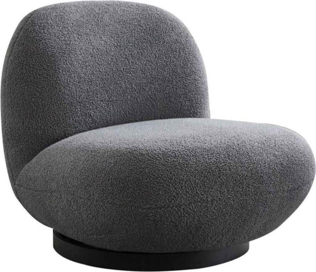 Loungesessel Emma aus Teddy Bouclé drehbar - Grau Produktbild 