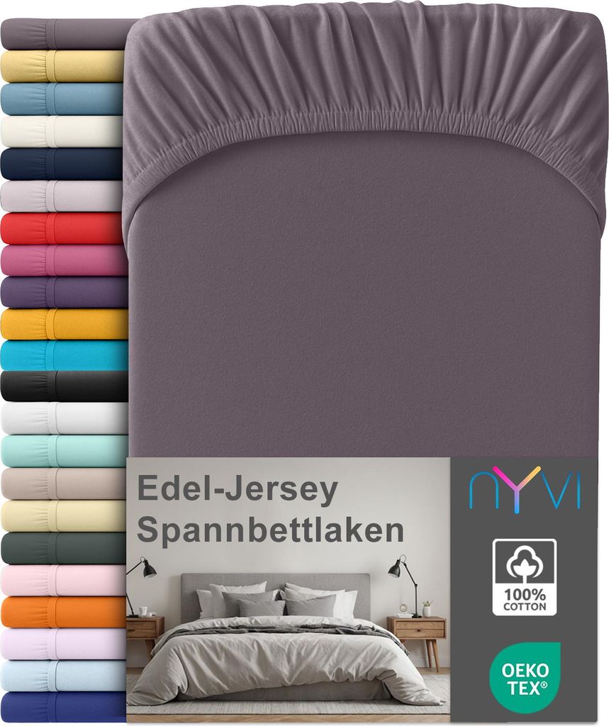 Edel Jersey Spannbettlaken Deluxe für Matratzen bis 25 cm Steghöhe - 100% Baumwolle supergekämmt, 140g/m², Rundumgummizug, Farbe:Graphit, Grö...