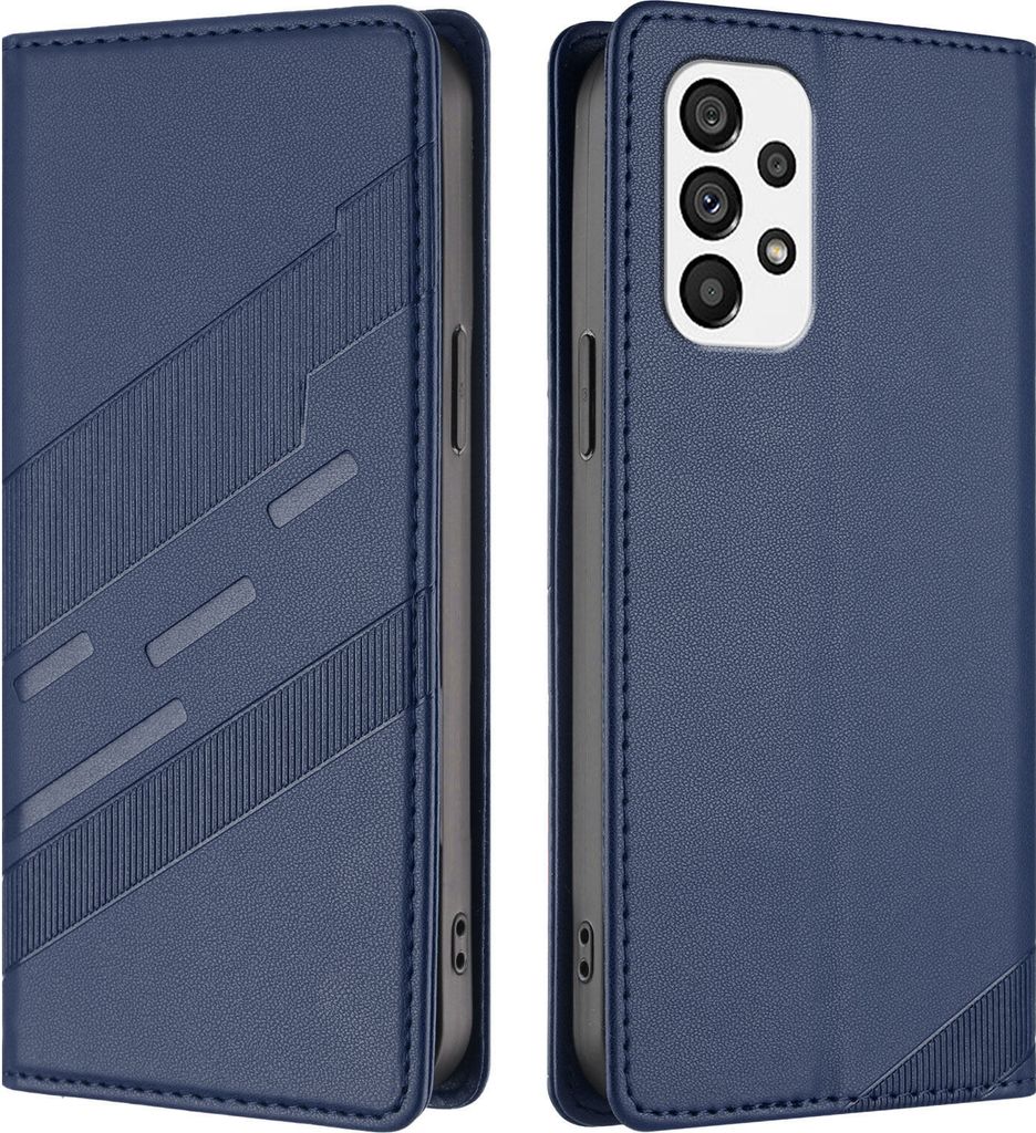 Hülle für Samsung Galaxy A73 5G, Kunstleder Brieftaschen Handyhülle mit Kartenfach und Standfunktion Blau