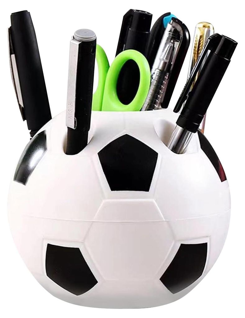 Fußballförmiger Stiftehalter für Schüler mit 6 Löchern, aus Kunststoff.