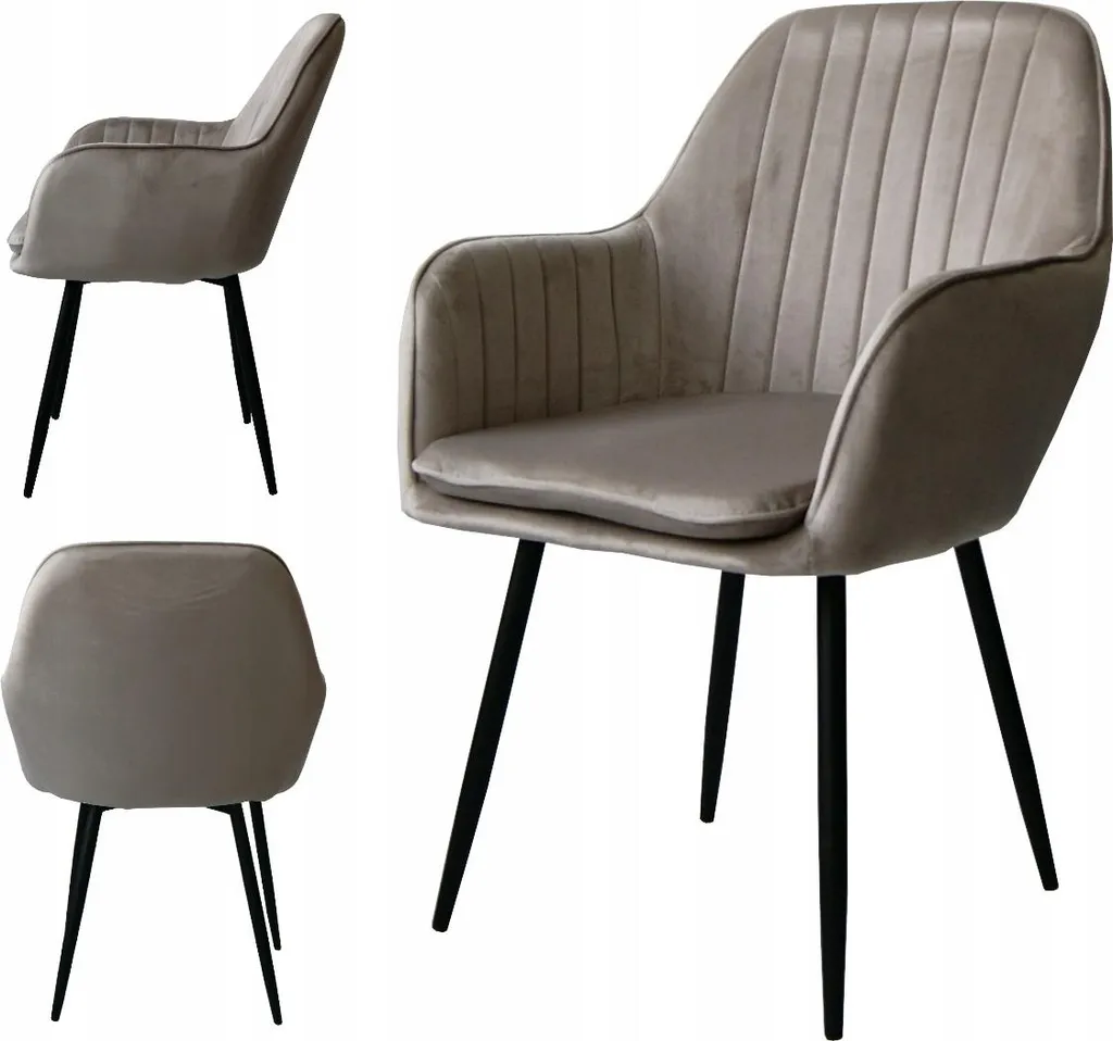Chaise rembourrée en velours beige moderne fauteuil repas cosy