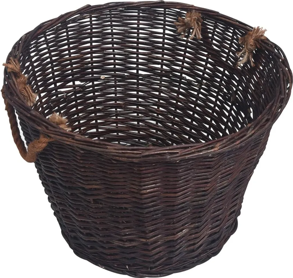 Set de 3 paniers à bois empilables en osier marron foncé pour cheminée - 4