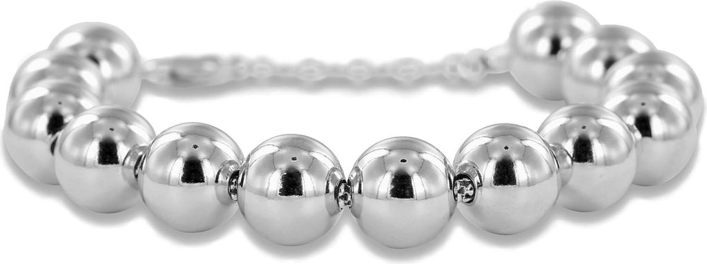 Neu Bling 9NB-0827 Silber Armband - Frauen - Perlen - 12 mm Durchmesser - 19 + 3 cm - Rhodium - Silber