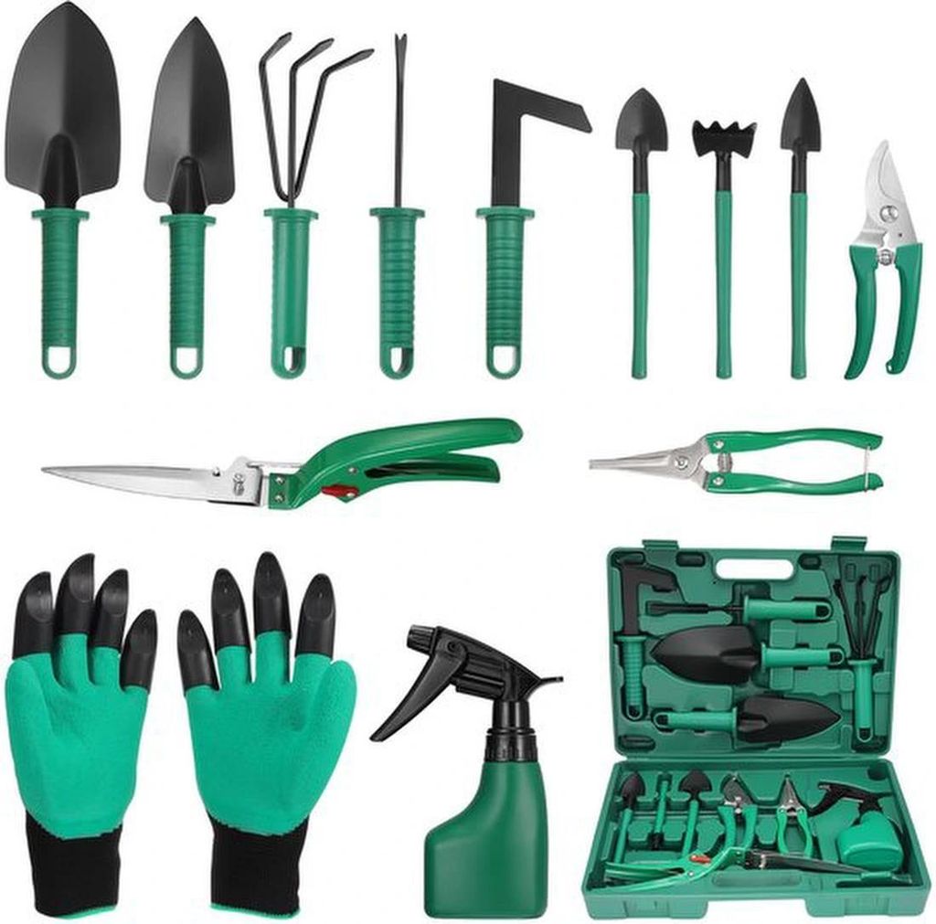 Unyqoos 13-teiliges Gartengeräte-Set für Bonsai und allgemeines Gärtnern mit ergonomischen Griffen