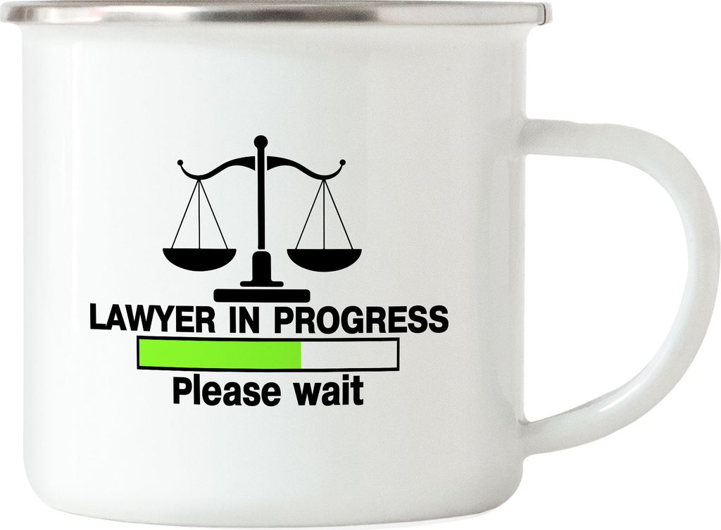 Lawyer In Progress Please Wait Emaille Tasse Student Lernen Lawyer Bücher Anwalt Uni Abschluss Gericht Jura