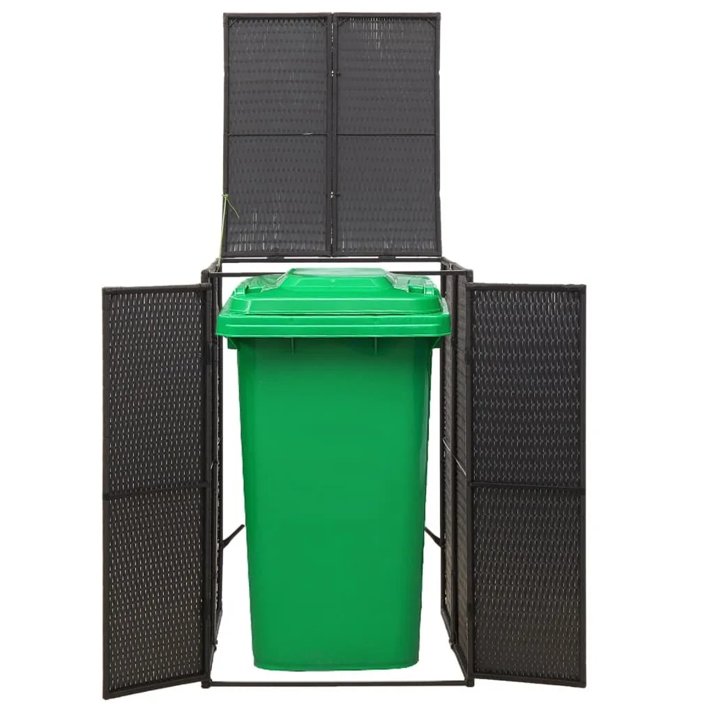vidaXL Box pour Poubelle 1 Tonne Noir 70x80x117 cm en Résine Tressée