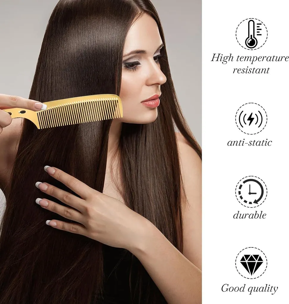 Set de 2 peignes de coiffure professionnels en or-aluminium luxe - 5