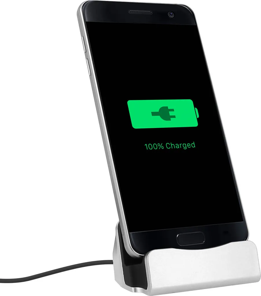 Stazione di ricarica per smartphone Ricarica e sincronizzazione Porta micro-USB - argento