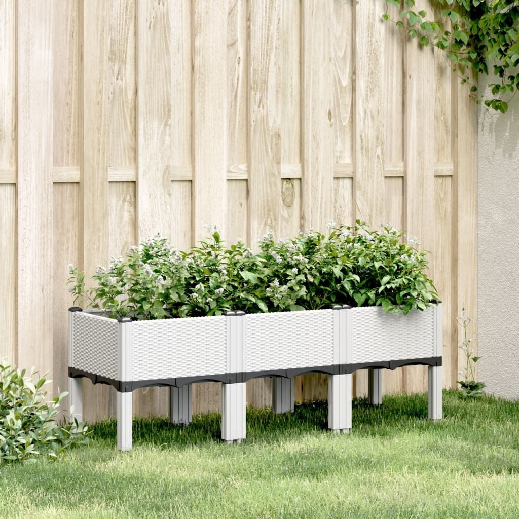 Maison Exclusive - Pflanzkasten mit Beinen Weiß 120x40x42 cm PP