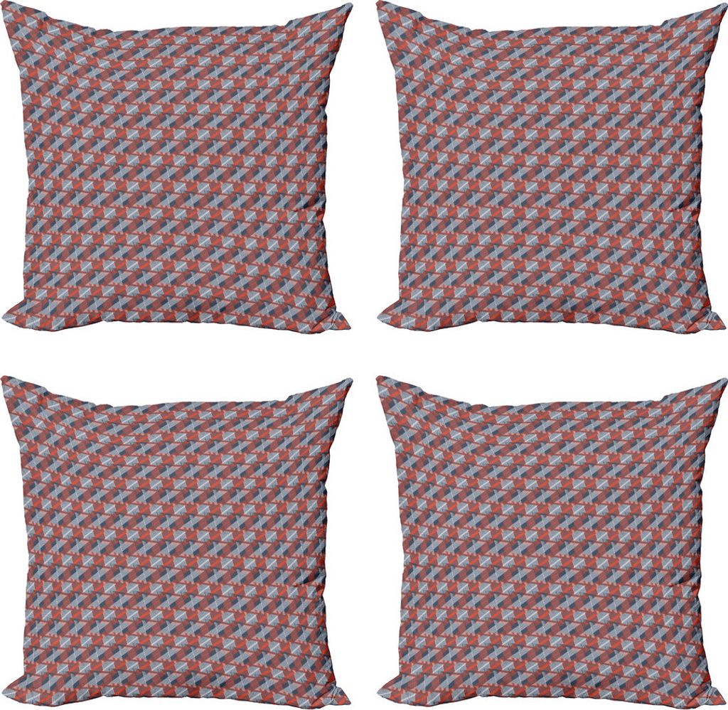 ABAKUHAUS Panne Kissenbezug Set (4 Stück), Vibrant Stil Triangles Kunst, Moderner Doppelseitiger Digitaldruck, 50 cm x 50 cm, Burnt Sienna Purpleblue