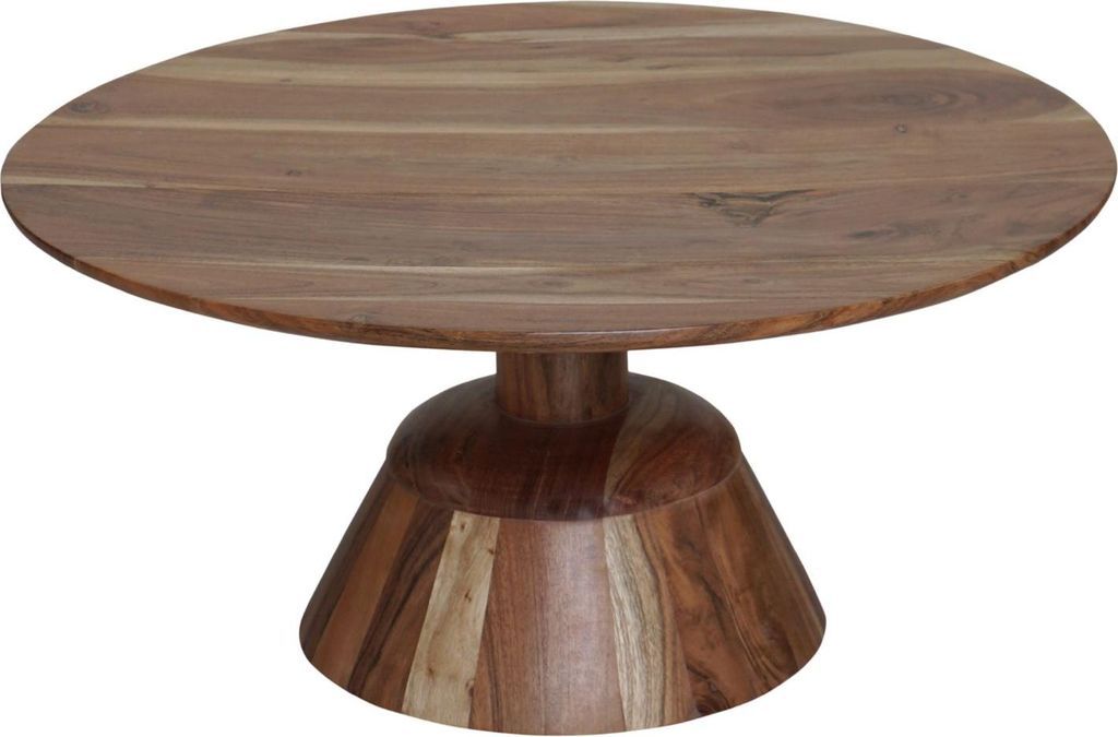 Marrakesch Runder Couchtisch 76 cm aus massivem Mangoholz | Großer Wohnzimmertisch im modernen Boho & Skandi Stil | Handgefertigter Sofatisch Adis...