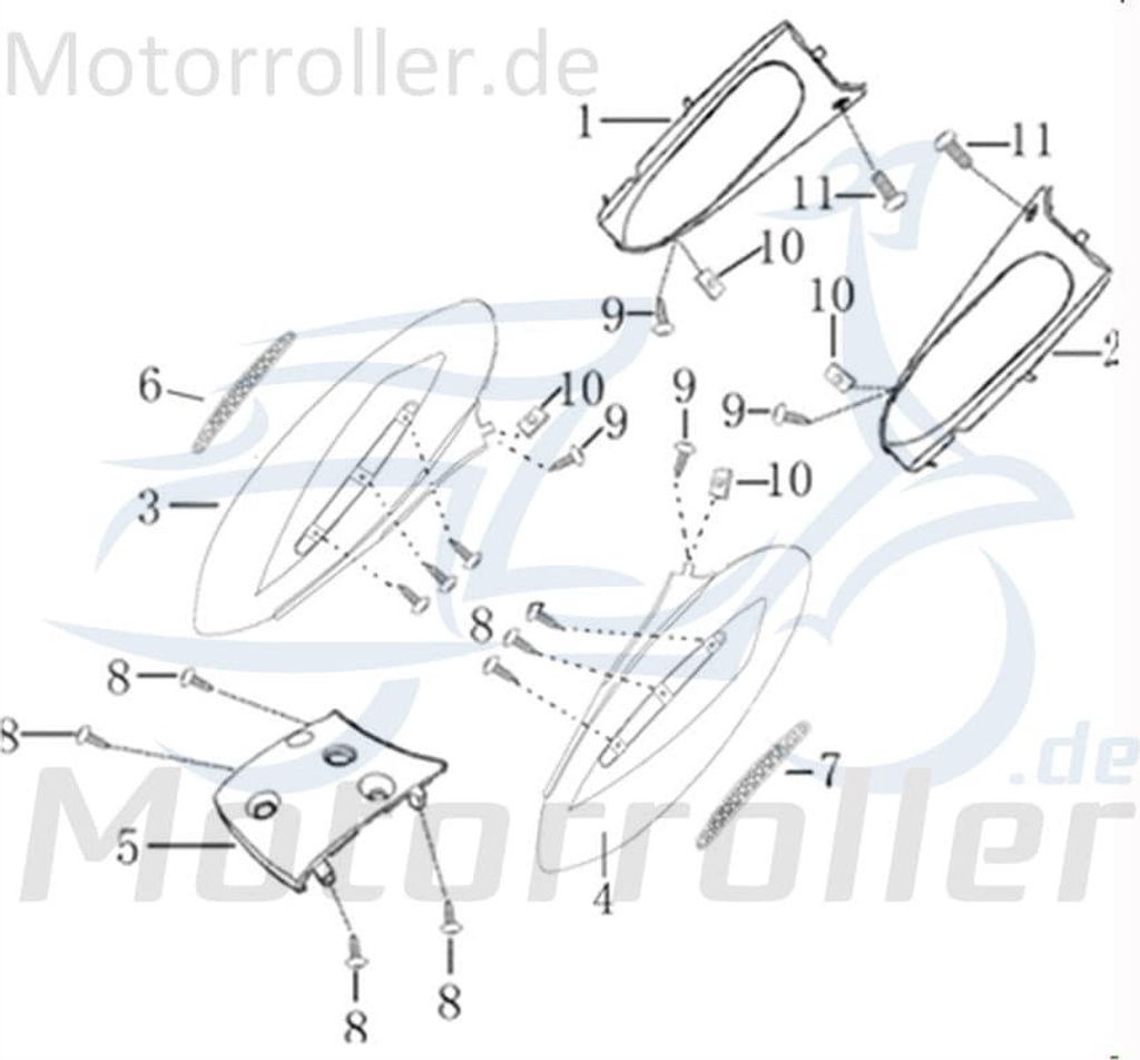 Kreidler Hiker 2.0 Electro Heckverkleidung mitte silber metallic 707198 Motorroller.de Heckabdeckung e-Florett 1.0 Elektroroller E-Roller E-Scooter